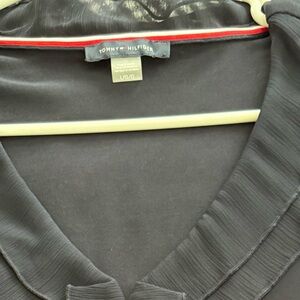 Tommy Hilfiger Elegant Navy Blue Ruffled Sleeveless Top